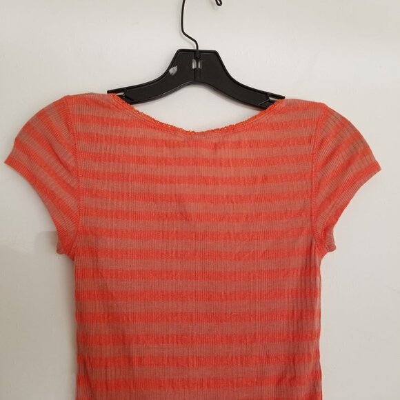 Free People Button Front Stripe Short Sleeve Top S - Picture 5 of 10